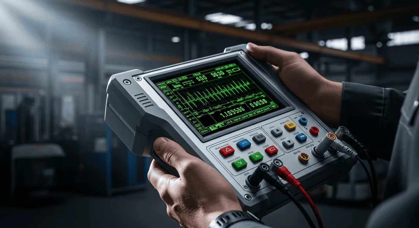 The VersaGage in use on the shop floor, measuring a machined part
