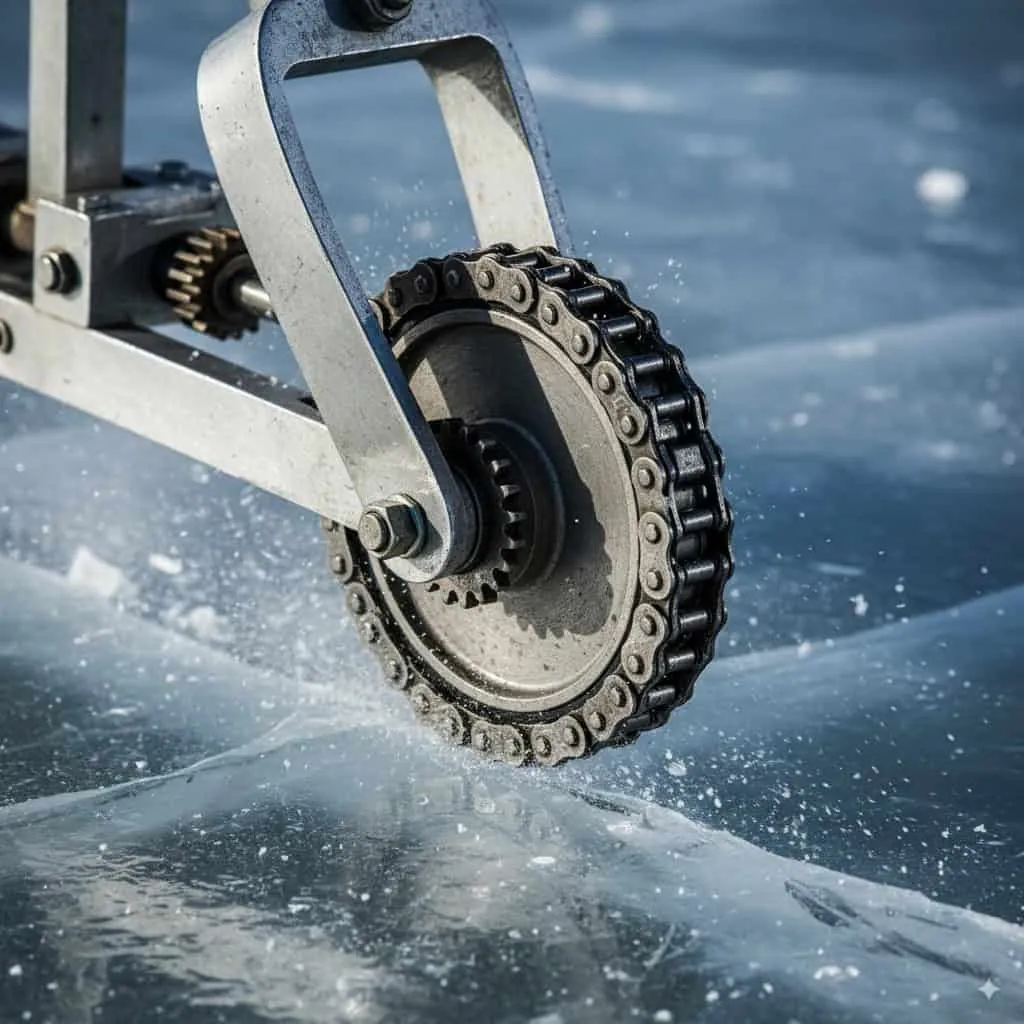 Vintage photo of the Ice Skeeter on a frozen lake