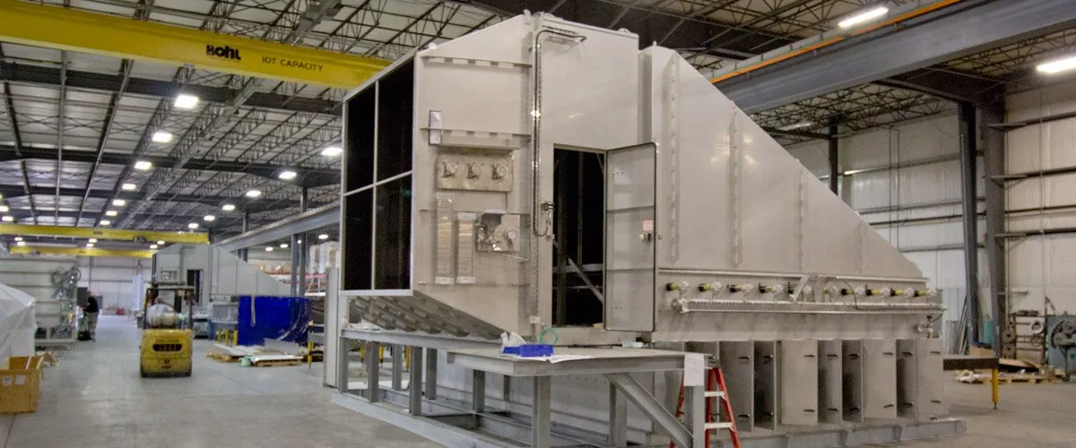 Stainless steel dissolved air flotation treatment unit during fabrication at Northern Manufacturing