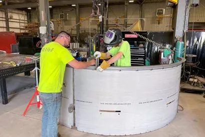 Welder TIG welding stainless steel at Northern Manufacturing in Oak Harbor, Ohio